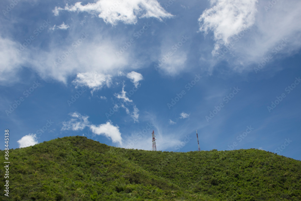 Telecommunication poles on the mountain Telecommunication poles on the mountain