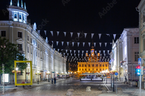 streets and buildingsin the  Tartu at night  photo