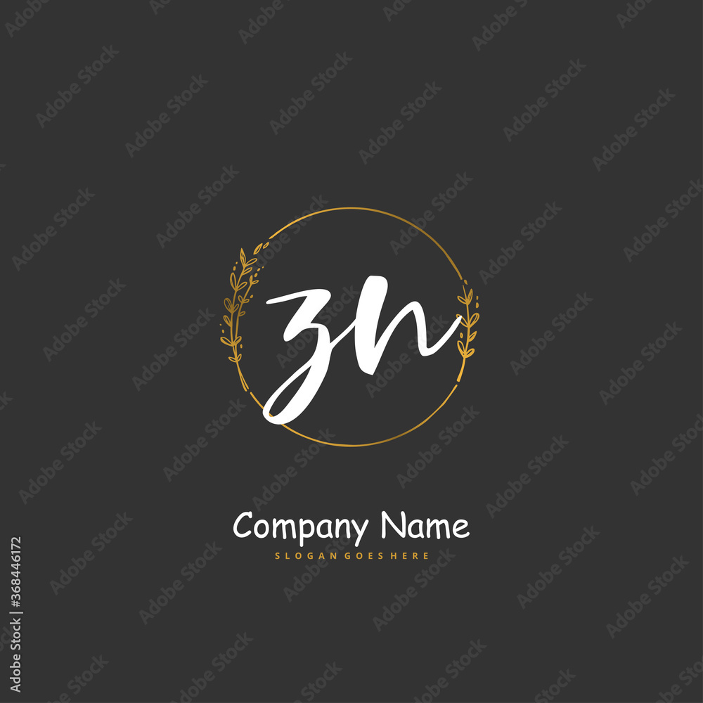 Obraz premium Z N ZN Initial handwriting and signature logo design with circle. Beautiful design handwritten logo for fashion, team, wedding, luxury logo.
