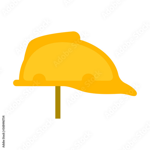 Yellow builder helmet on a white background, a symbol of safety and attention, vector