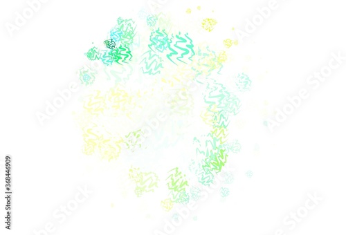 Light Blue, Green vector pattern with curved lines.