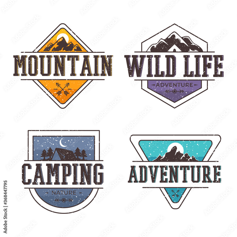 Obraz premium set Color logo for adventure or outdoors activities vector