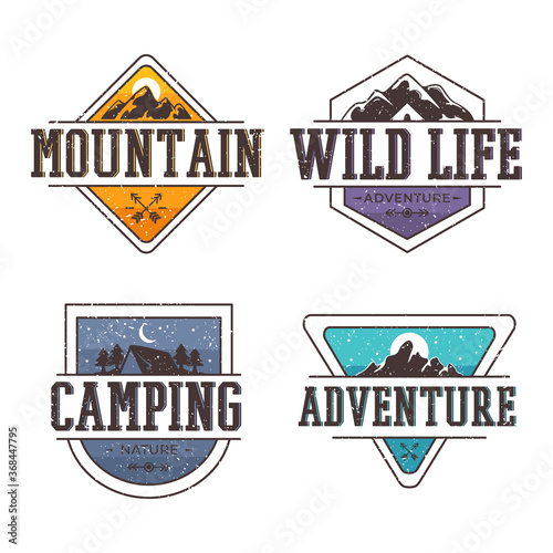 set Color logo for adventure or outdoors activities vector