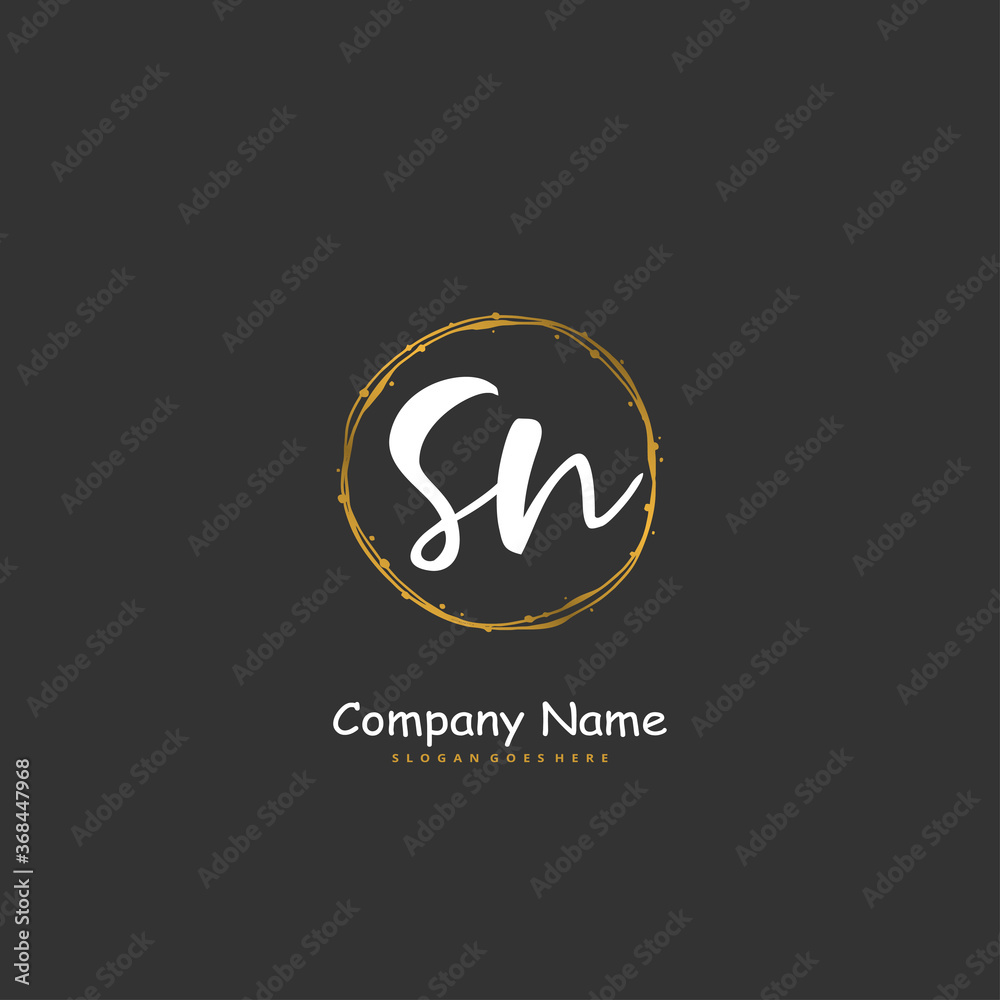 S N SN Initial handwriting and signature logo design with circle. Beautiful design handwritten logo for fashion, team, wedding, luxury logo.