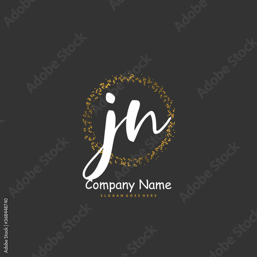J N JN Initial handwriting and signature logo design with circle. Beautiful design handwritten logo for fashion  team  wedding  luxury logo.