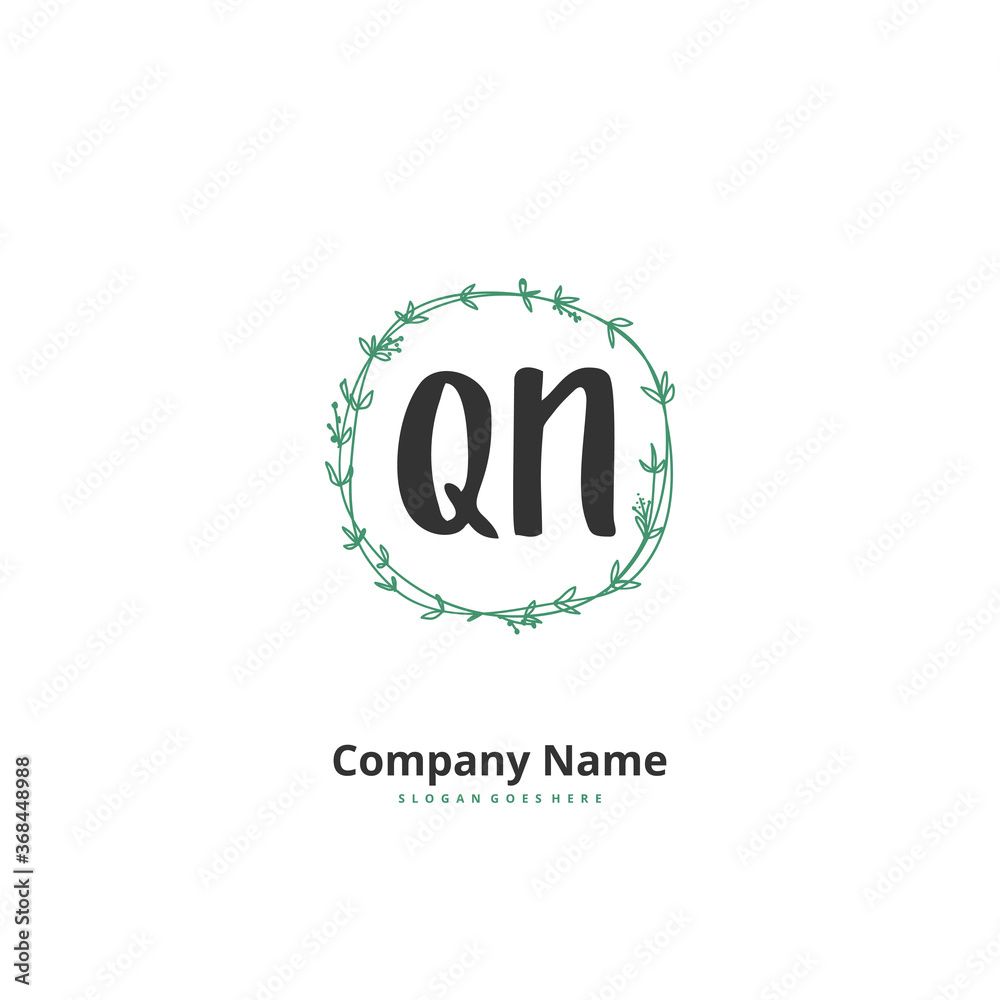 Q N QN Initial handwriting and signature logo design with circle. Beautiful design handwritten logo for fashion, team, wedding, luxury logo. Q N QN Initial handwriting and signature logo design with circle. Beautiful design handwritten logo for fashion, team, wedding, luxury logo.