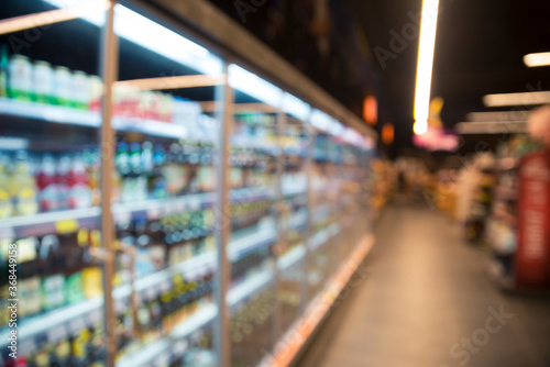 Lights of duty free shop in airport - defocused background