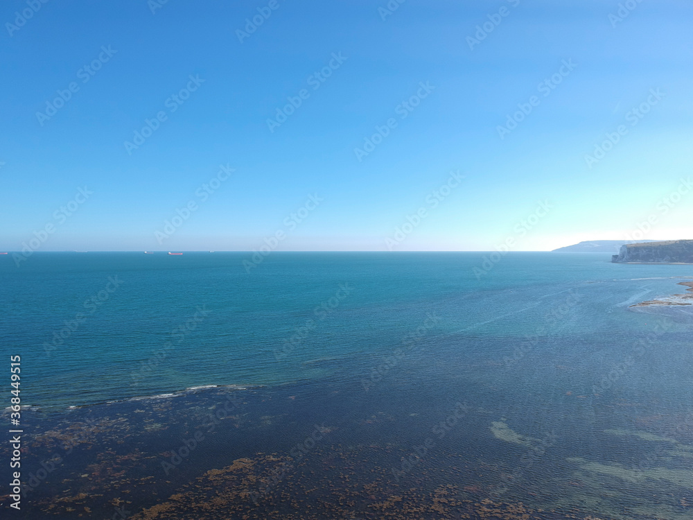 Aerial view of the English Channel from Bembridge, Isle of Wight, England