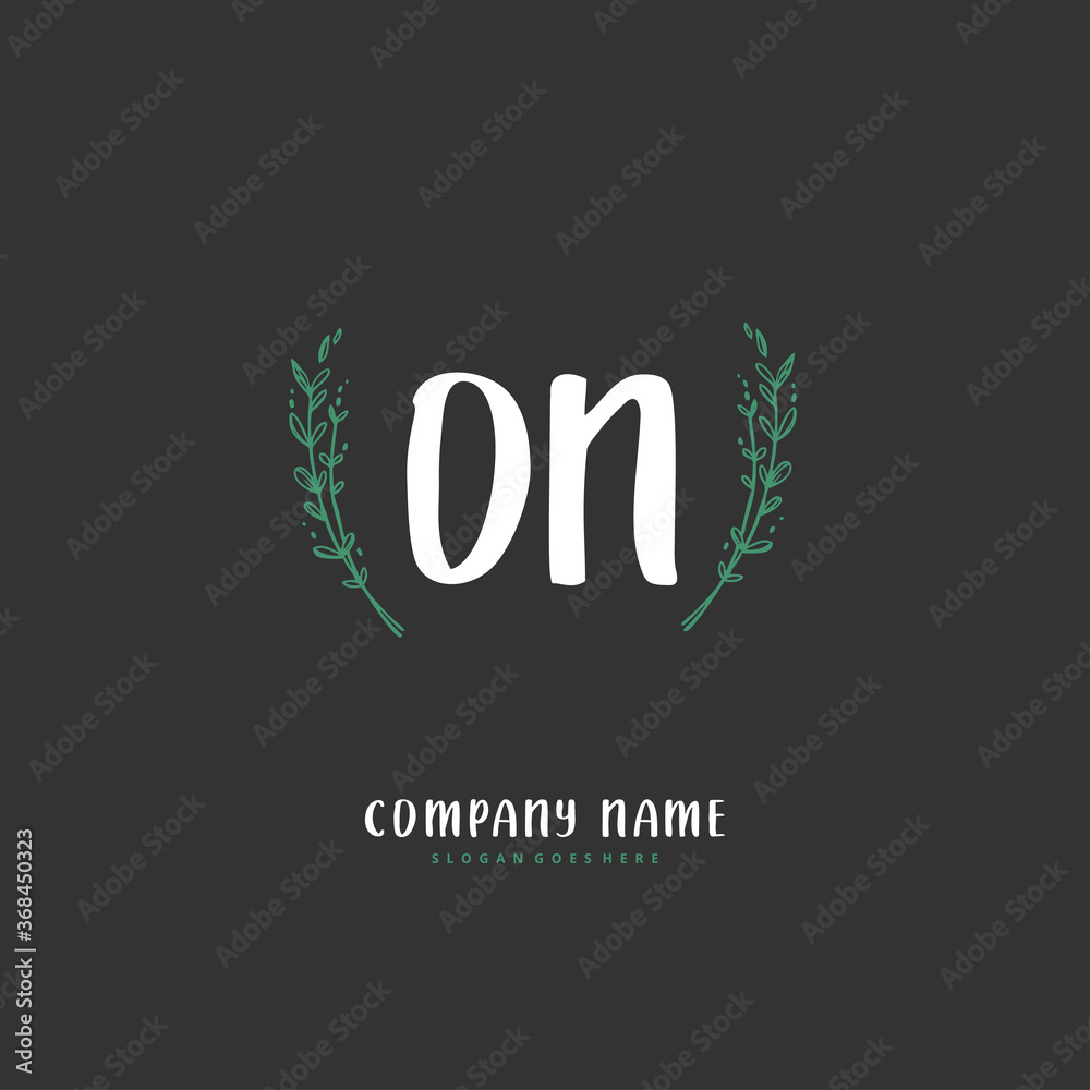 O N ON Initial handwriting and signature logo design with circle. Beautiful design handwritten logo for fashion, team, wedding, luxury logo.