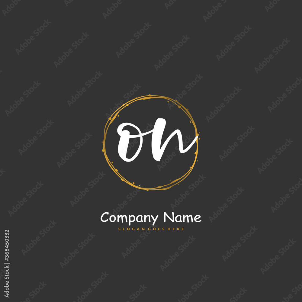 O N ON Initial handwriting and signature logo design with circle. Beautiful design handwritten logo for fashion, team, wedding, luxury logo.