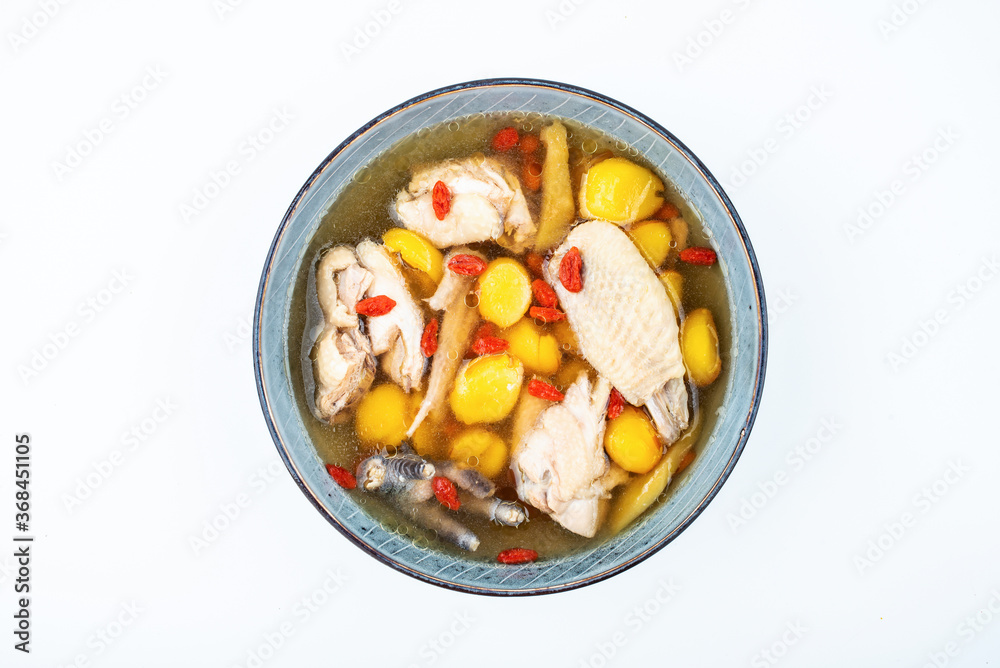 Chinese Guangdong Old Fire Soup with Eichhorne Fruit Chicken Soup Chinese Guangdong Old Fire Soup with Eichhorne Fruit Chicken Soup