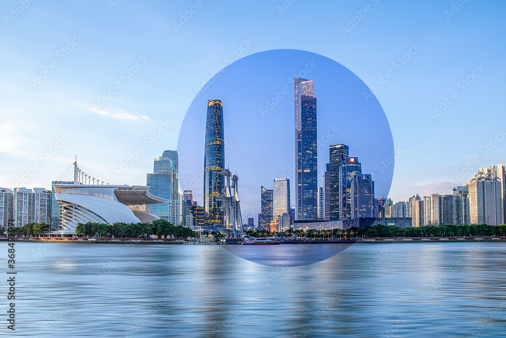 Guangzhou city scenery that alternates day and night Guangzhou city scenery that alternates day and night