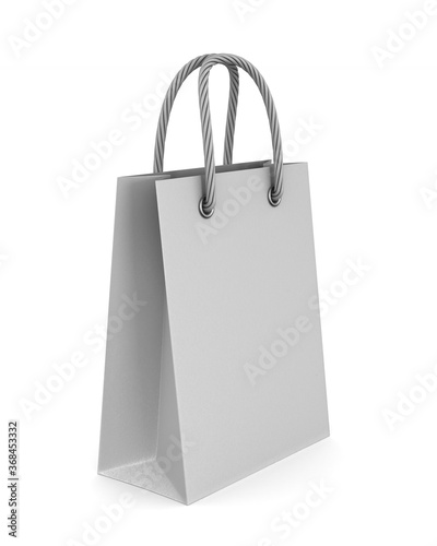 paper gift bag on white background. Isolated 3D illustration