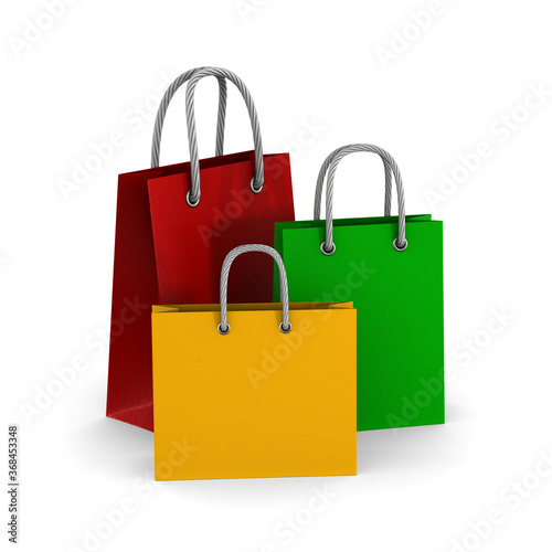 three paper gift bags on wh...