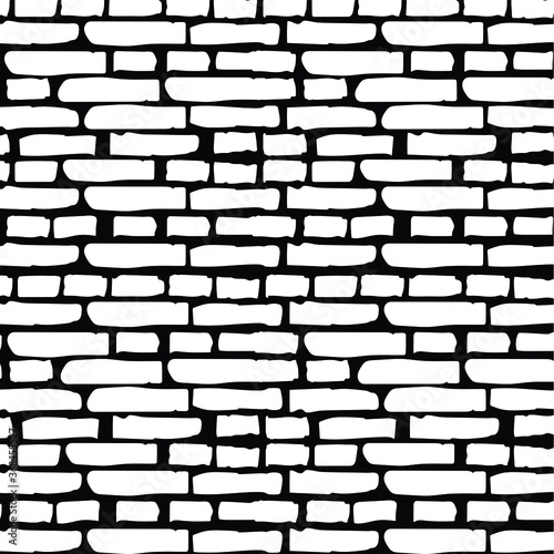 Hand drawn brick wall vector.