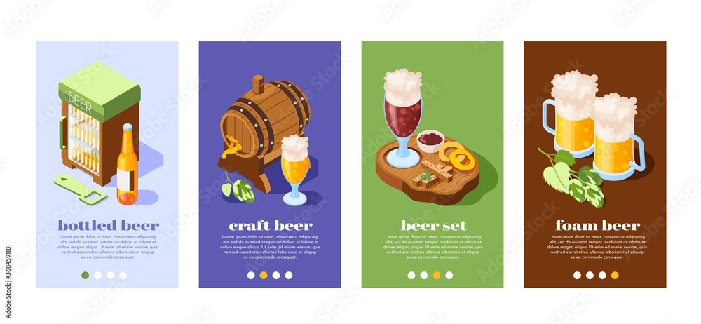 Beer Pub Isometric Banners 