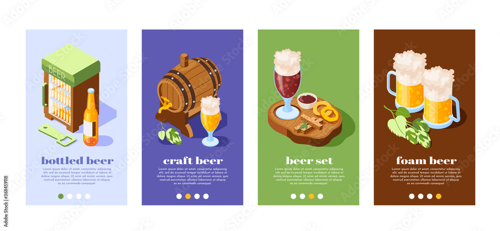 Fototapeta premium Beer Pub Isometric Banners