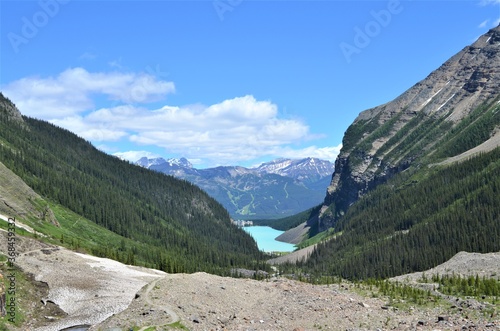 Rocky Mountain landscape with Lake Louise - Alberta, Canada
