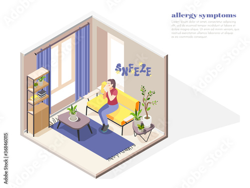 Allergy Symptoms Isometric Concept