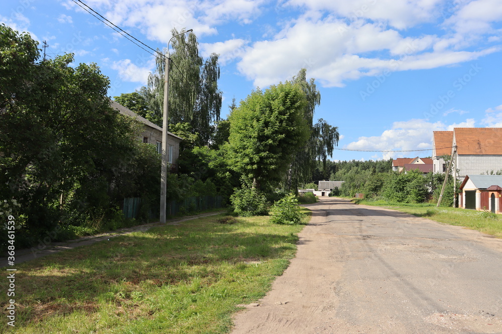 rural road  with posh cottages view