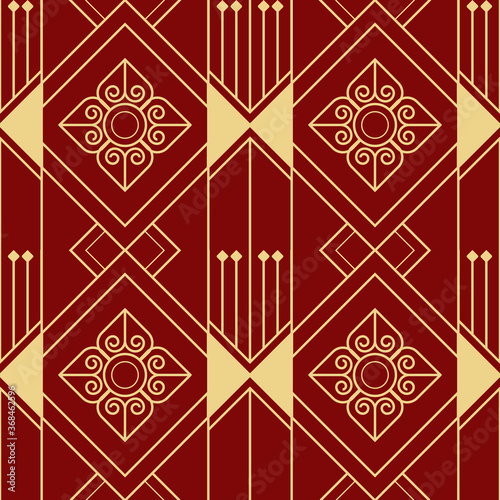 Abstract line thai geometric seamless pattern vector
