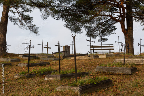 Fototapeta Naklejka Na Ścianę i Meble -  Ancient cemetery with crosses