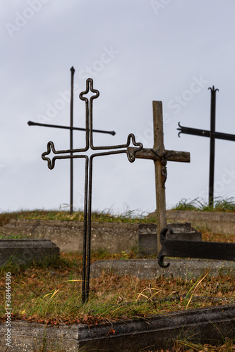 Ancient cemetery with crosses
