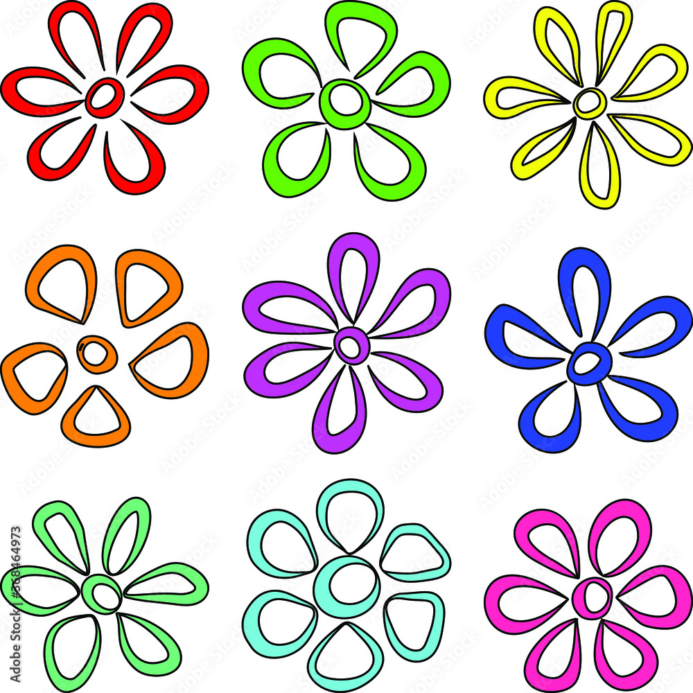 Vector floral pattern in doodle style. 
Seamless vector spring floral background.