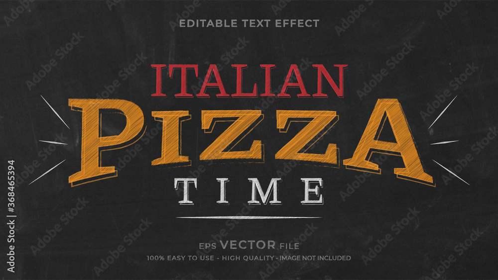 Pizza chalk premium editable text effect - obrazy, fototapety, plakaty 