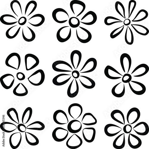 Vector floral pattern in doodle style. 
Seamless vector spring floral background.