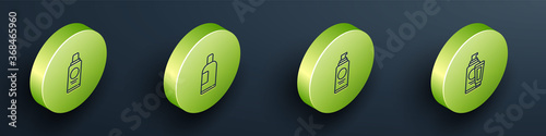 Set Isometric Bottle of shampoo, , Spray can for hairspray and Cream lotion cosmetic tube icon. Vector.