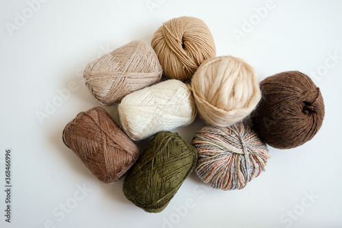 Yarn balls wool on white background 