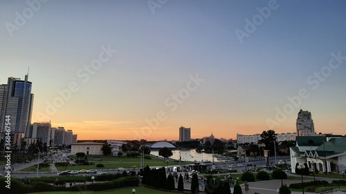 Minsk tourist spot at sunset time