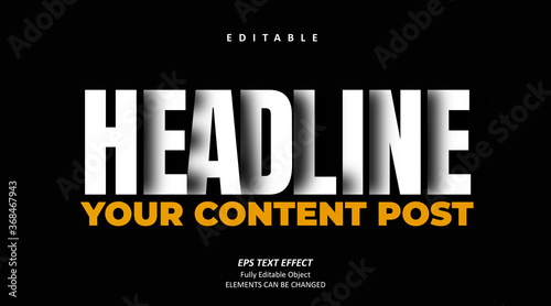 3D Shadow Headline Title Editable Text Premium Vector