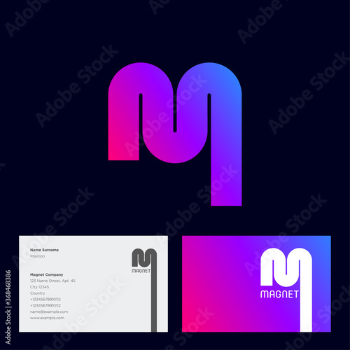 Magnet logo. M gradient monogram. This logo can be used for business, production, factory or web and digital.