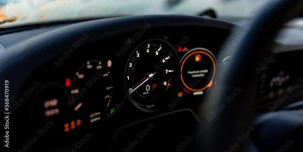 Speed dashboard in a car at Le Mans