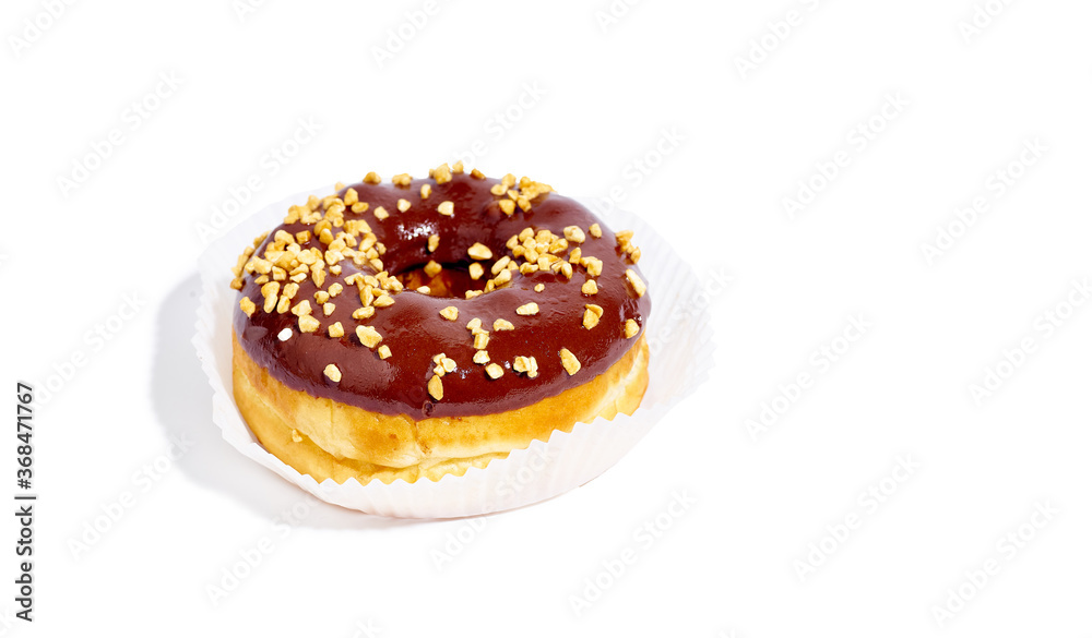 Sweet glazed chocolate doughnut isolated on white background Sweet glazed chocolate doughnut isolated on white background