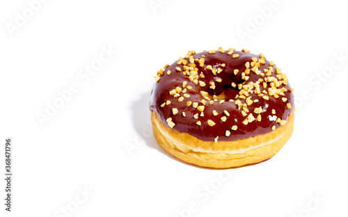 Sweet glazed chocolate doughnut isolated on white background