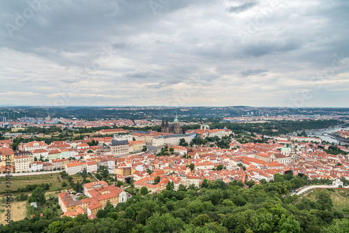 Prague city house roof view