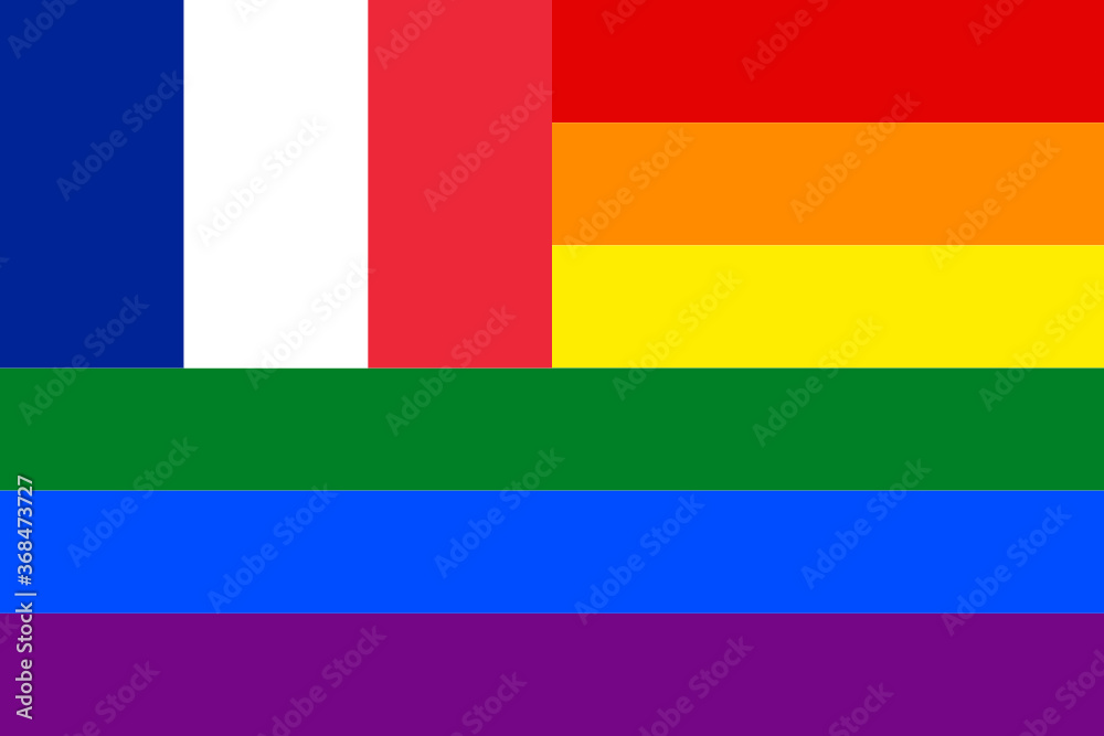 Fototapeta premium flag of france with rainbow flag. proportion 2:3 