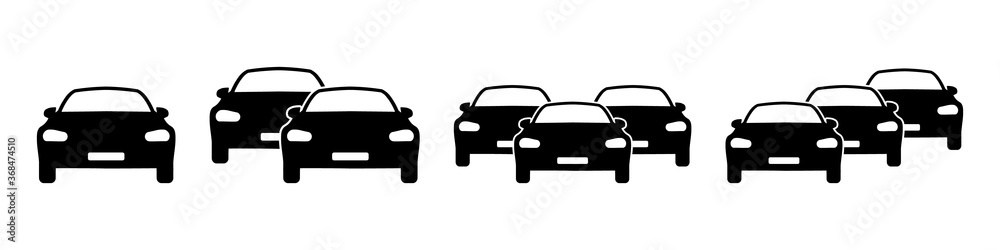 Cars and traffic jam symbols icons on white background