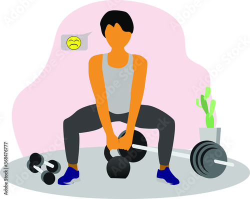 a man doing sports in a fitness center. a man doing ballast. a man builds body muscles. body building