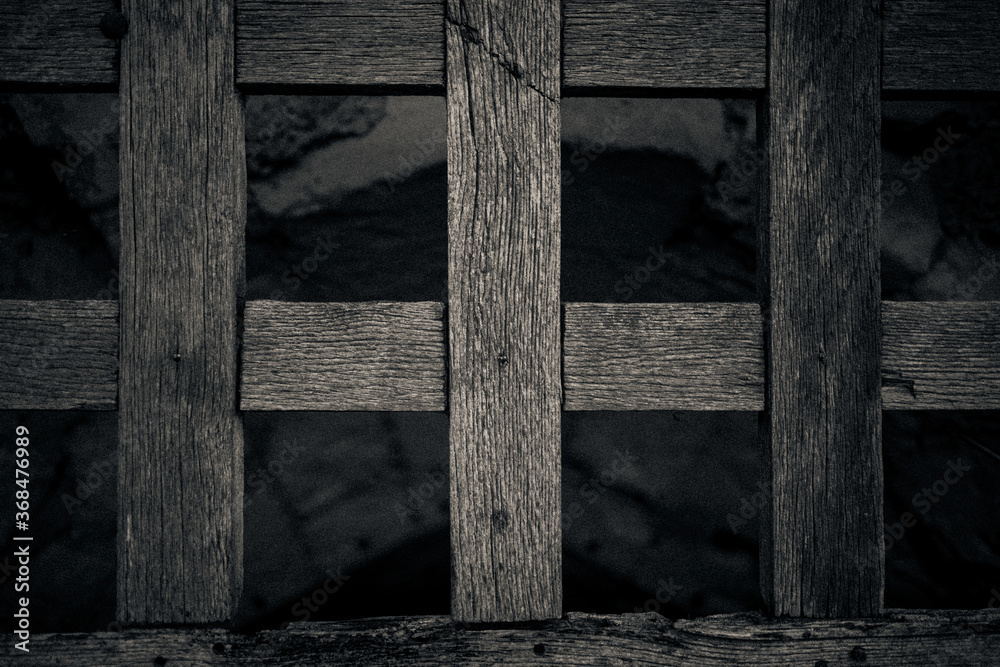 Black and white wooden medieval door