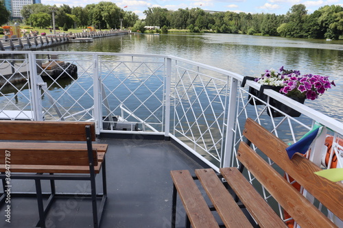 travel boats deck with passenger bench