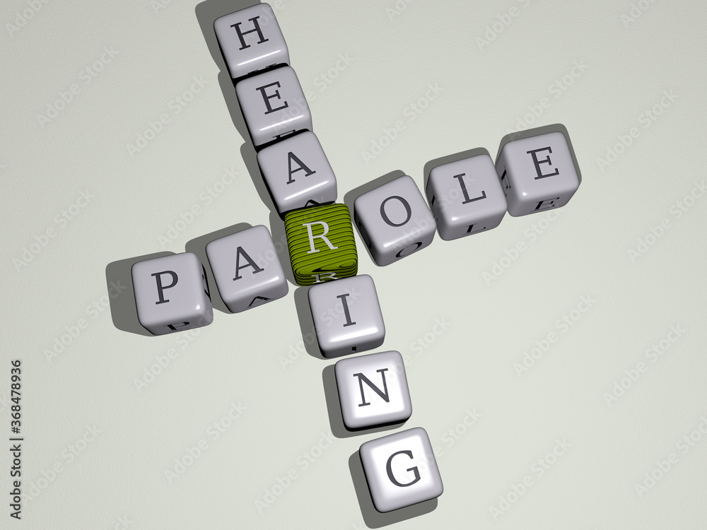 combination of parole hearing built by cubic letters from the top perspective, excellent for the concept presentation. background and illustration combination of parole hearing built by cubic letters from the top perspective, excellent for the concept presentation. background and illustration