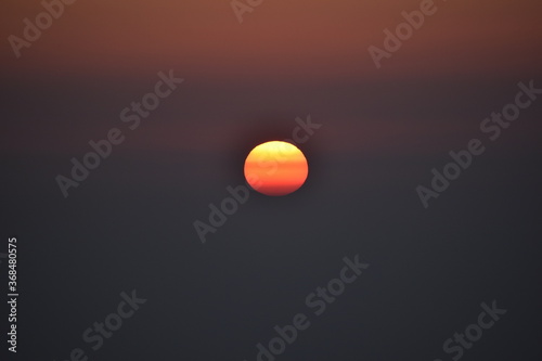 Beautiful orange sun at time of sunset