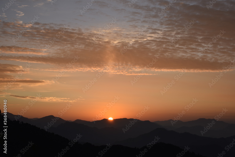 Beautiful picture of sunrise and mountains
