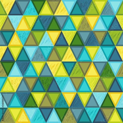 Geometric Seamless Pattern of Triangular Elements with Realistic Pencil Drawn Strokes.
