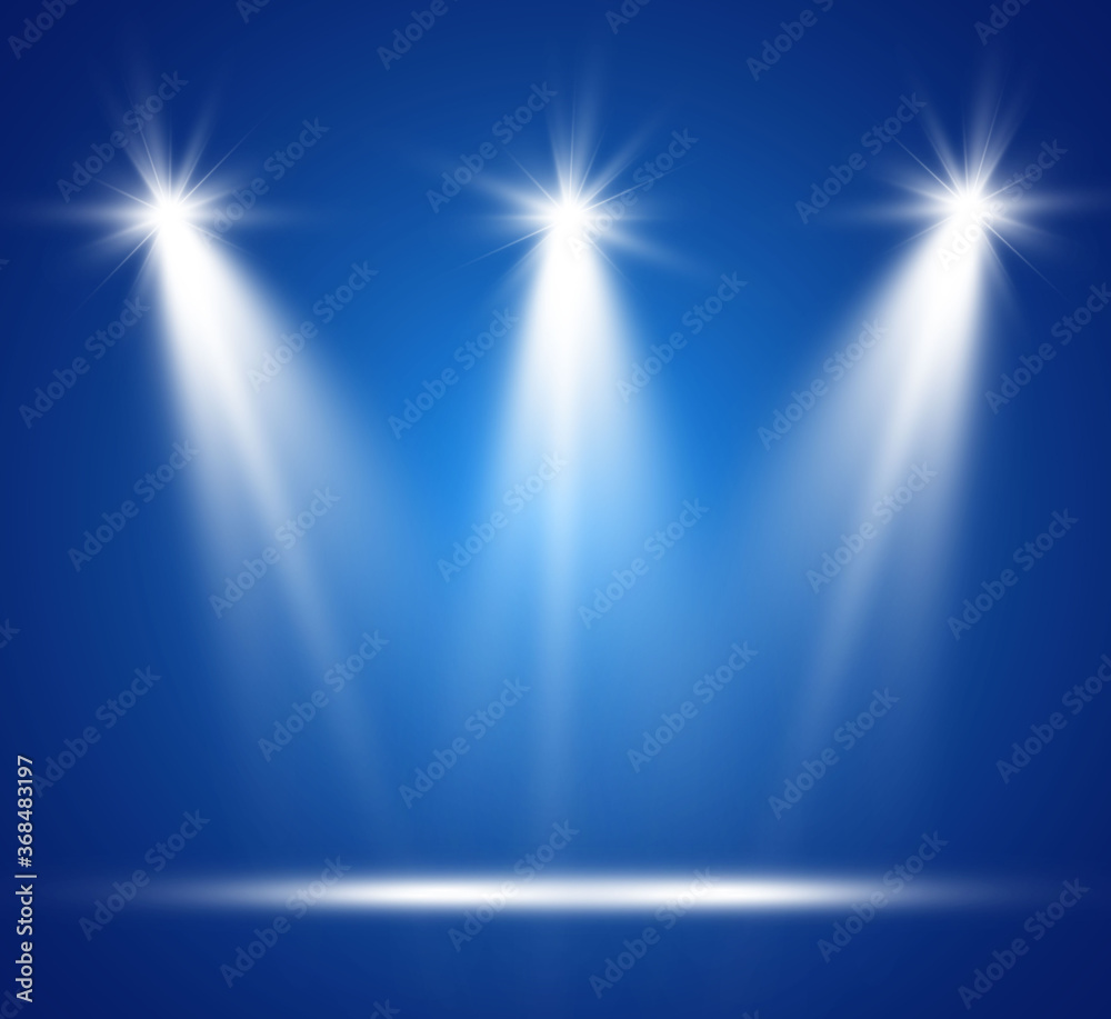 Obraz premium White scene on with spotlights. Vector illustration.