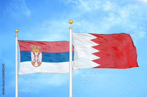 Wallpaper Mural Serbia and Bahrain two flags on flagpoles and blue sky Torontodigital.ca